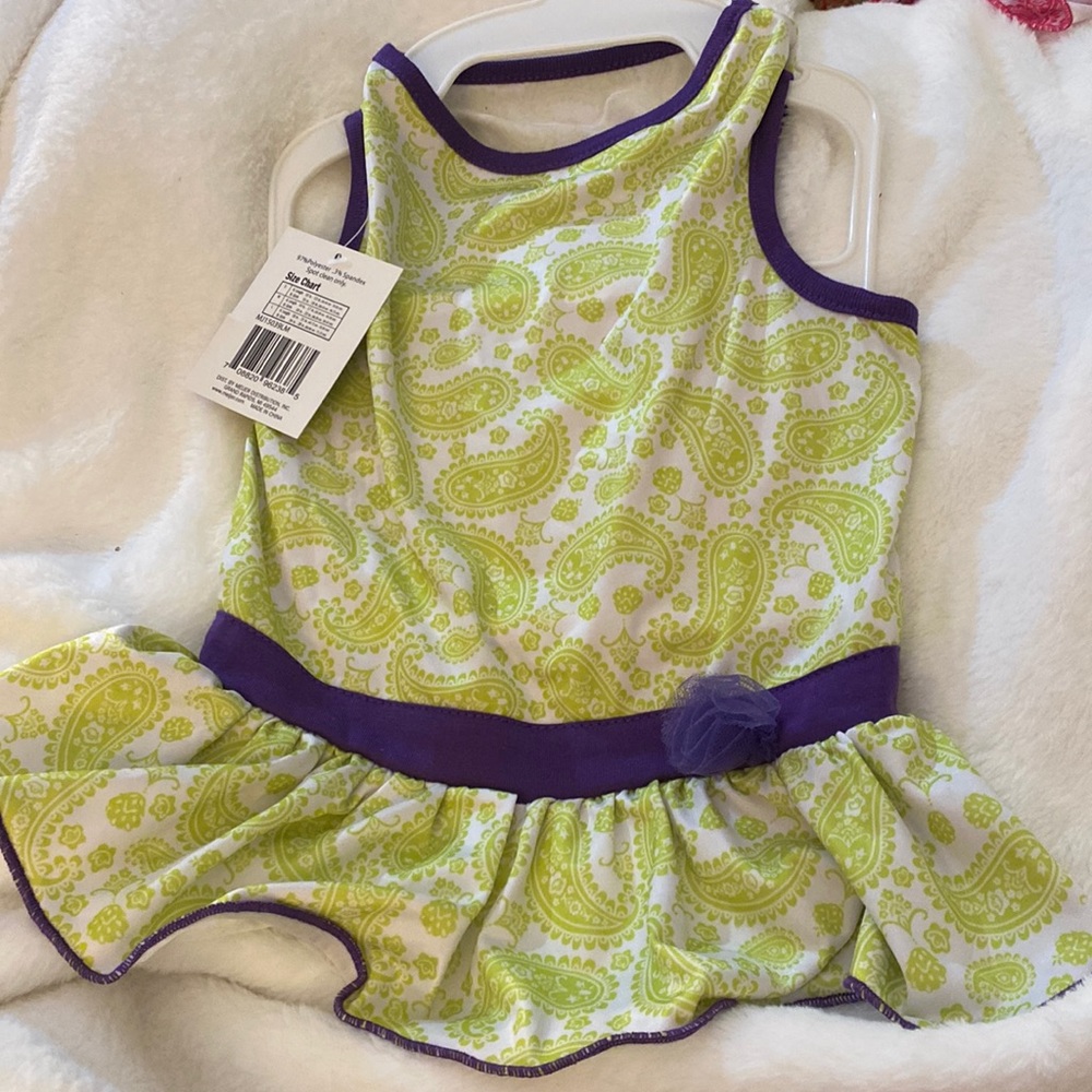 New cute doggie dress paisley print. Sizes Medium and Large